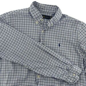 Ralph Lauren Mens Blue White Plaid Button Down Shirt Long Sleeve Large